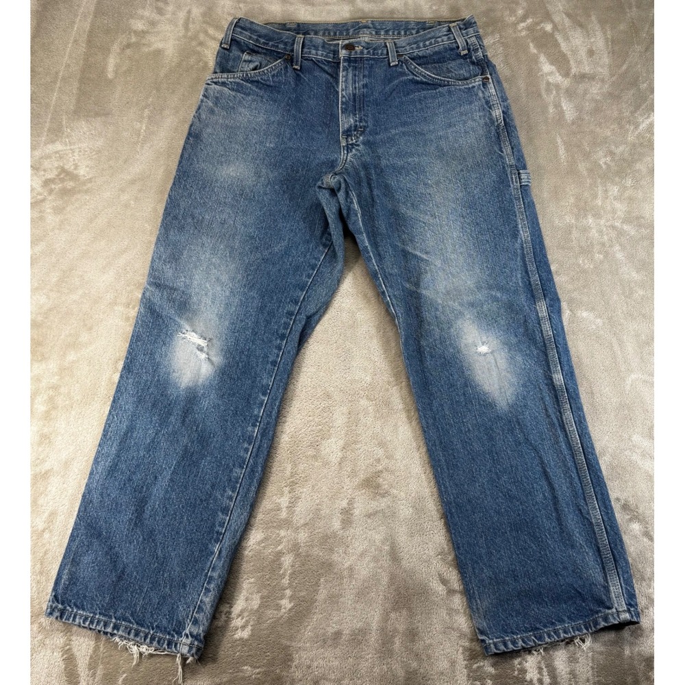 Dickies Carpenter Jeans Mens 34x30 Blue Fair Distressed Hammer‎ Loop Y2K 1993SNB